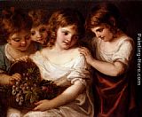 Four Children With A Basket Of Fruit by Angelica Kauffmann